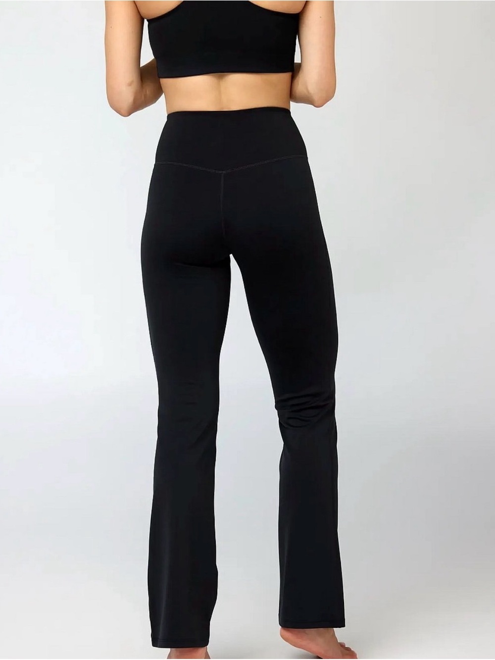 girlfriend collective Black High-Rise Leggings with Front Seams